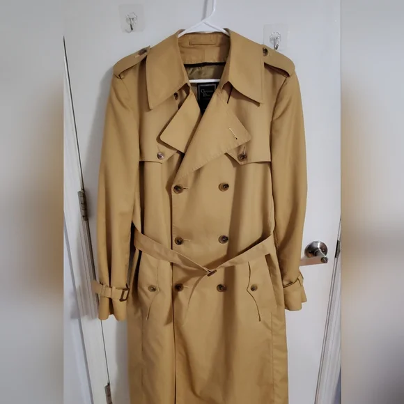 Vintage Christian Dior Monsieur Men's Khaki Trench Coat 38L Large